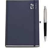 Agenda 2026 giornaliera A5 12 mesi 21x15 cm multilingue con rubrica telefonica, Cartina ge...