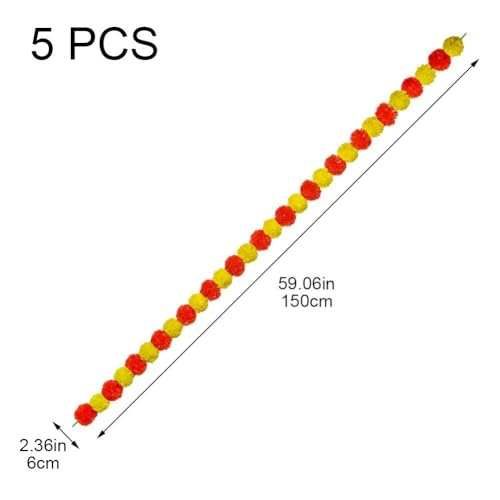 Guirlande fleurs de souci artificielles pour décoration Diwali chaleureuse - 4