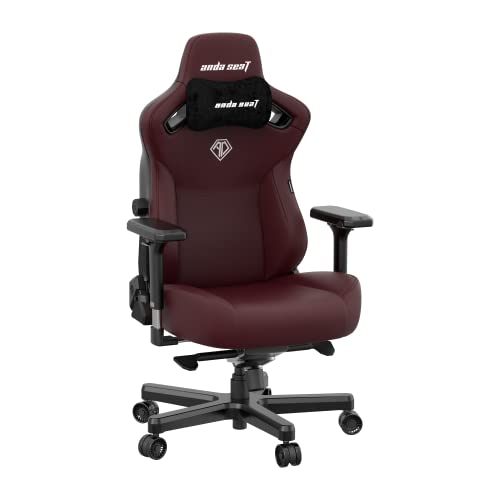 Image of Anda Seat Kaiser 3 XL Gaming Chairs for Adults - Ergonomic Maroon PVC Leather Gaming Chair with Lumbar Support, Comfortable Office Seat with Neck Support - Heavy Duty Wide Gamer Seat