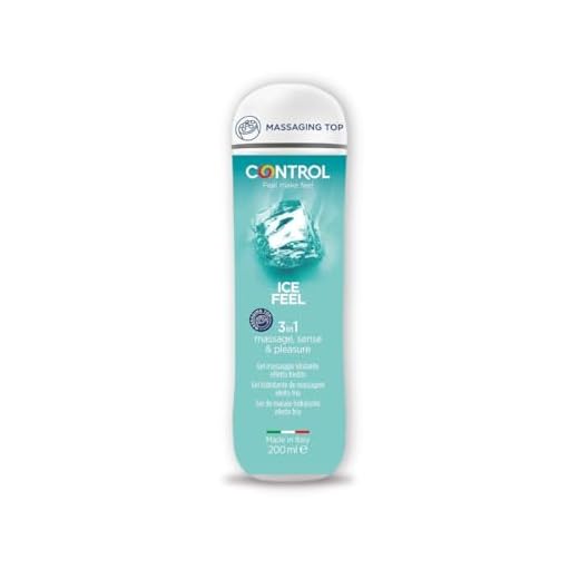 Control Ice Feel - Gel de Masaje Corporal con Efecto Frío y Tapón Masajeador - 200 ml - Base acuosa - Compatible con preservativo - Hidratante - Hipoalergénico - Sin azúcar - No mancha