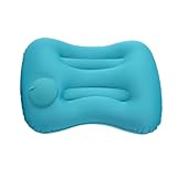 SUPVOX Almohada Inflable de Viaje en Tejido de Leche, Cojín Portátil Ergonómico para Camping y Coche, Tamaño Medio en Color Verde Pavo Real, Almohada Plegable para Descanso y Soporte