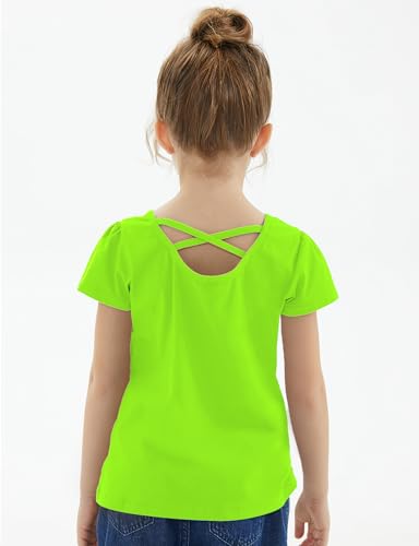 Noomelfish Girls Criss Cross Back T-Shirts Short Puff Sleeve Tee Tops (5-12 Years)4