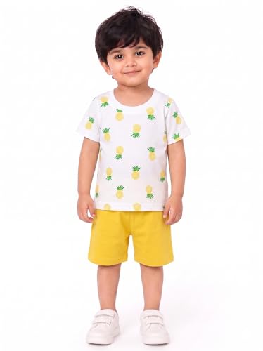 Image of Krishn Creations Kids Clothes for Boys | Cotton Printed Half Sleeve T-shirt and Shorts Baby Boy Dress | Casual Wear Kids Clothes