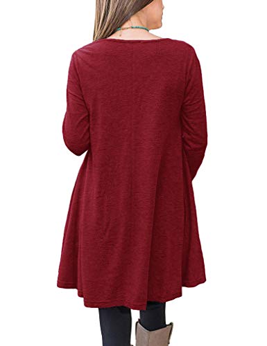 Poetsky 2719973 Womens Casual Long Sleeve Scoop Neck T Shirts Blouses Loose Solid Color Tunic Tops thumb #1