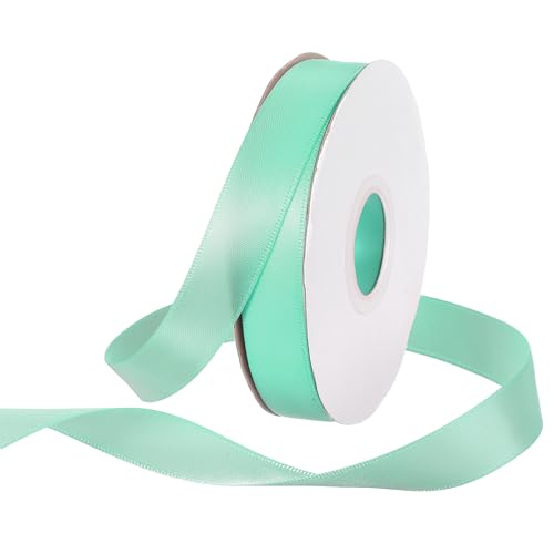 Rebower 25 Yard Satin Ribbon Thick Double Face Grosgrain Silk Ribbon, [for Gift Wrapping, Hair Bows, Wedding, Cake, Flower] - 0.6"(1.5cm)/Turquoise Green