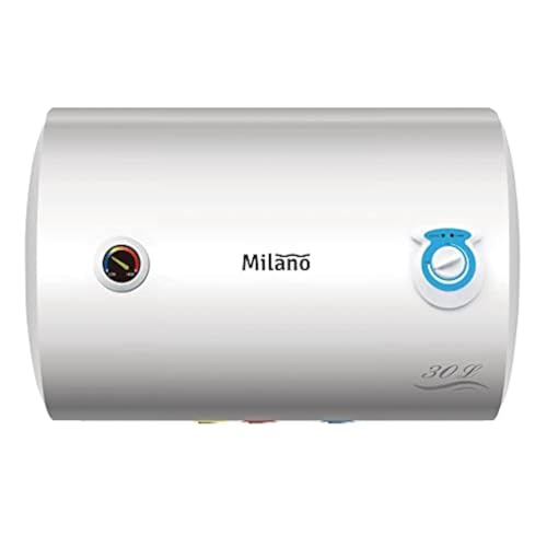 Milano Horizontal Electric Water Heater - (30Litres) - White Finish | Instant Hot Water Heater For Bathroom | Blue Diamond Inner Tank Wall-Mounted Water Heater System For Shower - (34x57.9x57.9x34)cm