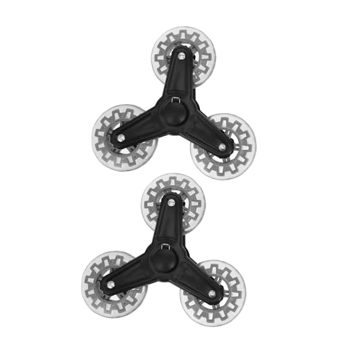 SOLUSTRE ショッピングカート用三角形転キャスター車輪 丈夫な鉄製耐久性 高耐荷重段差昇降対応交換用ホイール対 グレー色コンパクト収納可