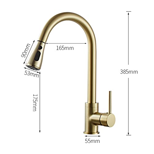 Robinet de cuisine avec douchette extractible pour évier moderne gris - 4
