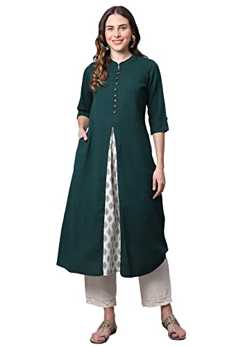 Image of Pistaa's Women's Cotton Regular Fit Casual Kurta