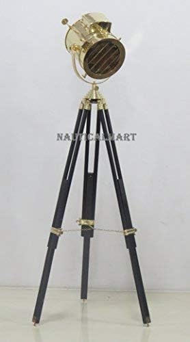 British Royal Master Stainless Steel Tripod Floor Lamp with Brass Finish