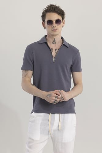 Image of SNITCH Cream Textured Polo T-Shirt