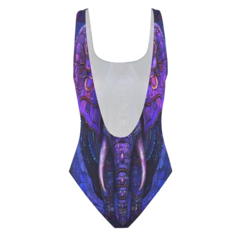 Maillot de bain éléphant violet une pièce anti-transparent - 4