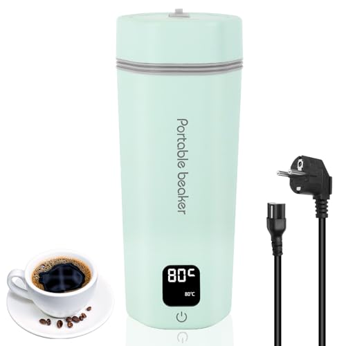 Mini Bouilloire Electrique de Voyage 450ml, Bouilloire de Voyage, Elektrischer Reisewasserkocher Klein, 5 Minutes Chauffage Rapide Isolation Tasse, Moniteur 6...