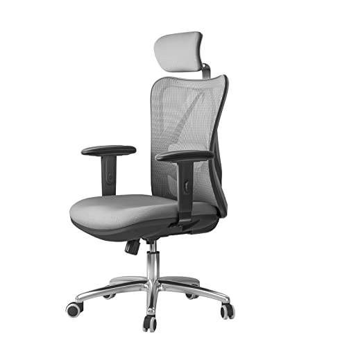 SIHOO M18 Ergonomic Office Chair for Big and Tall People Adjustable Headrest with 2D Armrest Lumbar Support and PU Wheels Swivel Tilt Function Black