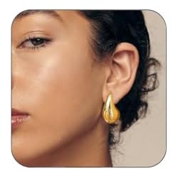 Pendientes Cortos Dorados SIXDUTON Teardrop Chunky Earrings, Pendientes Bottega Veneta, Pendientes Lagrima Dorados Hipoalergénicos, Pendientes Gota de Agua para Mujeres (Oro)