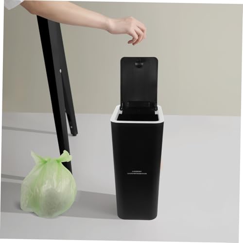 Basurero con tapa presion 10L negro estrecho para cocina y baño miniatura 7