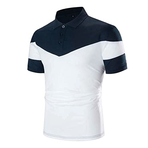 Kangma 2022 Mens Slim Polo Shirts Short Sleeve,Spring Summer Fashion Button-Up Lapel Workout Outdoor T Shirt Polo Golf Tops, White #TOP1