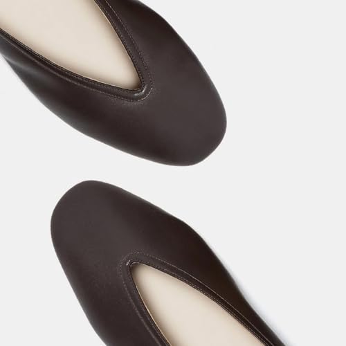 miss left Women Classic Closed Round Toe V-Cut Ballet Flats Comfortable Slip on Ballroom Dance Daily Commuting Shoes Size 4-16 US3