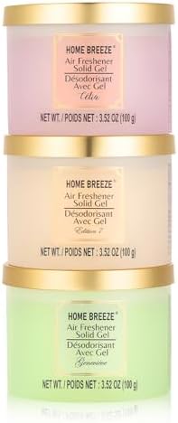 Air Freshener Solid Gel, 3 pk, 3 kinds of Designer Fragrances Air Freshener Eliminates Odors in Bathrooms, Pet Areas, Boats, RVs & Cars