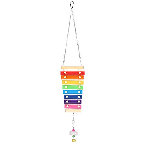 Chicken Xylophone Toy Wood Hen Musical Toy Chicken Bird Pecking Toy with 8 Metal Keys and Grinding Stone for Chicken Coop Cages
