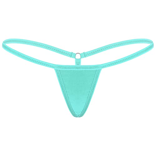 JanJean Culotte Femme Strings et Tangas Ficelle Sexy Elastique Slip Taille Basse G-String T-Back Fesse Nue Cyan Taille Unique Cover