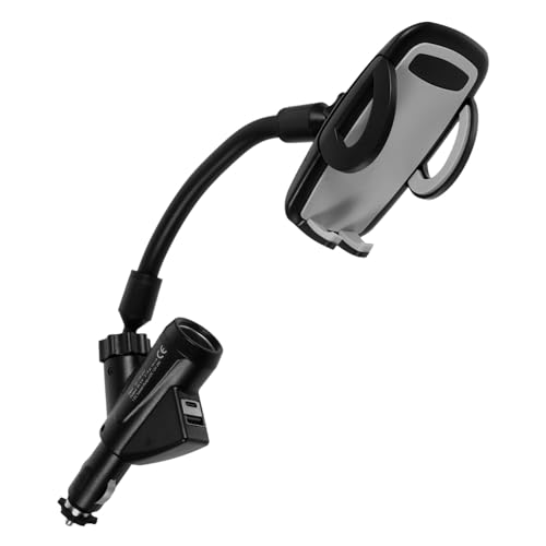 Soporte para teléfono de coche que soluciona la falta de batería con doble USB negro