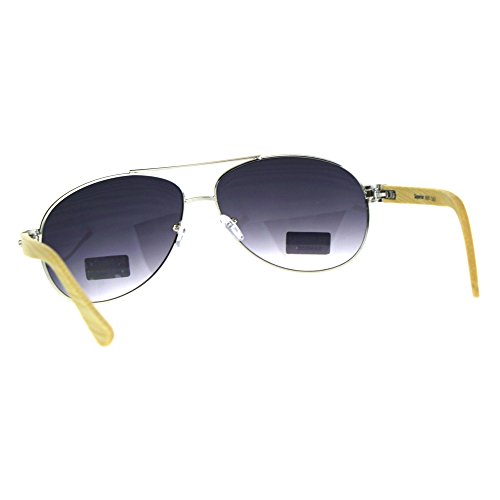 Real Bamboo Wood Temple Sunglasses Oval Aviator Unisex Shades UV 4003
