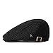 Men Newsboy Hat Winter Warm Thick Cotton Knit Fashion Cotton Flat Cap Ivy Gatsby Driving Caps Outdoor Trendy Hat (Black)