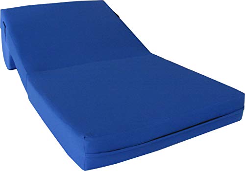 D&D Futon Furniture Royal Blue Sleeper Chair Folding Foam Bed Sized 6\" Thick X 32\" Wide X 70\" Long, Studio Guest Foldable Chair Beds, Foam Sofa, Couch, High Density Foam 1.8 Pounds.