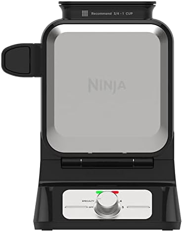 Ninja Belgian Waffle Maker Pro, 5 Shade Settings, Black/Silver, BW1001