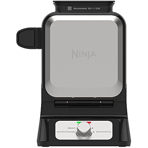 Ninja Belgian Waffle Maker Pro, 5 Shade Settings, Black/Silver, BW1001
