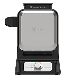 Ninja Belgian Waffle Maker Pro, 5 Shade Settings, Black/Silver, BW1001