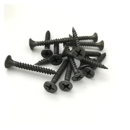 ZHGUIMING 25 tornillos de rosca cabeza plana avellanada con ranura en cruz negra acero al carbono M3,5, for madera, clavos pared, for paneles yeso(M3.5x35mm)