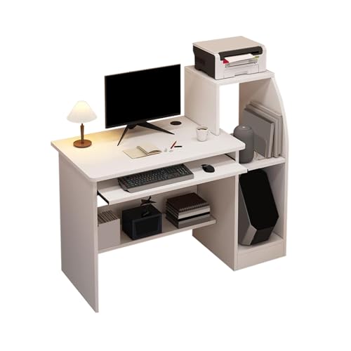 パソコンデスク,大人学習机,デスク収納,多様なストレージ、大容量ストレージ、コンパクトなサイズ、省スペース、さまざまなシナリオに適しています。(White,100*50*101cm/39.4*19.7*39.8in)