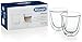 De'Longhi Bicchieri Cappuccino, Tazze di Vetro a Doppia Parete, Vetro Borosilicato ritenzione del calore, Capacità 190 ml, Set di 2, DLSC311, Trasparente