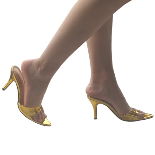 Stiletto High Heels for Women Sexy Open Toe Mules Heeled Sandals Comfort Slip-on Prom Party Dress Shoes 3.15 Inches Heels3