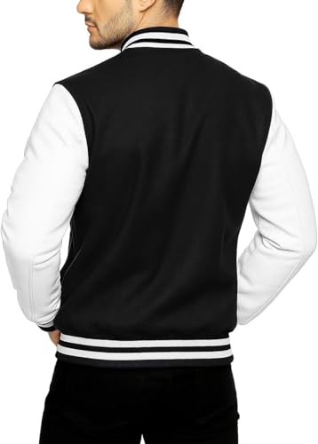 Image of LP-FACON Unisex Varsity Letterman Jacket | Mens College Baseball High School Bomber Wool + Faux Leather Jacket