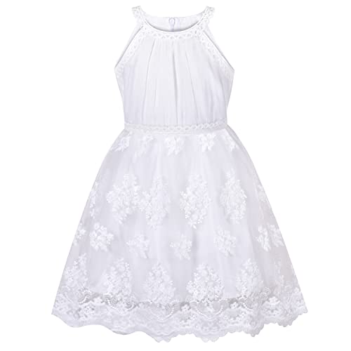 Sunny Fashion Vestito Bambina Bianco Ricamato