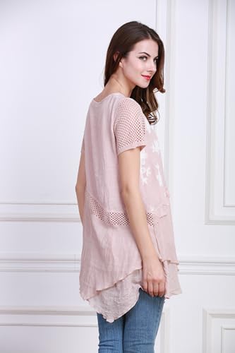 Image of SIMPLY COUTURE Women's Plus Size Summer Casual Short Sleeve Tops Floral Lace Scoop Neck Top