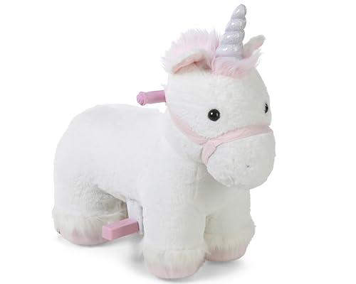 Dynacraft 6-Volt Plush Ride On Unicorn for Kids 18 Months - 3 Years- Soft Plush Material, with Fun Features- Easy Push Button Acceleration, Electric Unicorn Pony Ride On Toy, 2.5 MPH