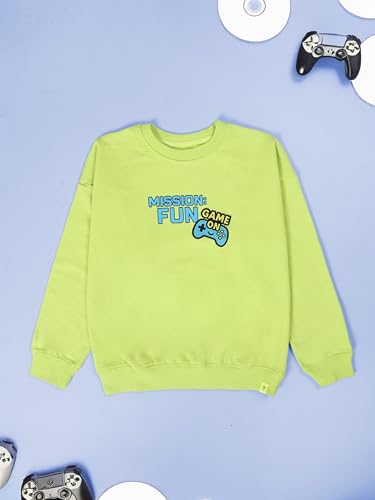 Image of KiddoPanti Boys Solid Round Neck Full Sleeve Fleece Sweatshirt | 60% Cotton 40% Polyester | Soft Warm Winter Pullover | Ribbed Cuffs & Hem | Casual Winter Sweatshirt for Kids