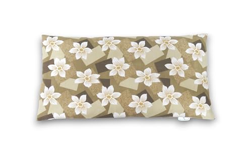 Image of Buckwheat Hulls Pillow | Standard Size | 15 inch x 25 inch inch | Pillow for Neck Pain | Shoulder Pain | Back Pain | Other Sleeping Problem | (Brown - Flower Print)