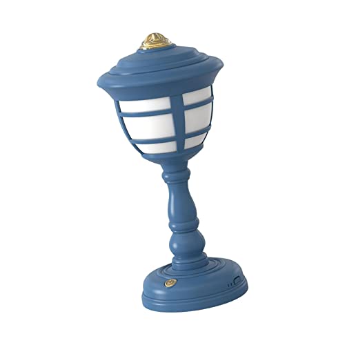 Lampe de chevet rétro à LED bleue rechargeable via USB avec option piles