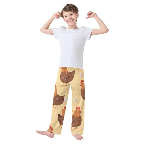 ZZXXB Chicken Egg Boys Long Pants Soft Trousers Elastic Waist Kids Lounge Bottoms with Pockets S-XL3