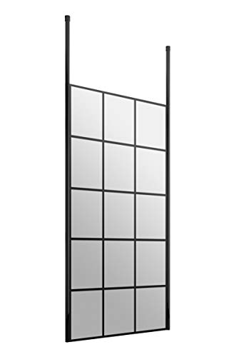 Hudson Reed BFCP080 Modern Bathroom Black Framed Free Standing Wetroom Screen with 2 Ceiling Posts, 800mm,