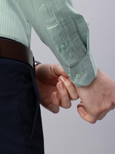 Image of Majestic Man Men's Solid Cotton Blend Textured Wrinkle-Resistant Slim Fit Easy Iron Formal Shirt
