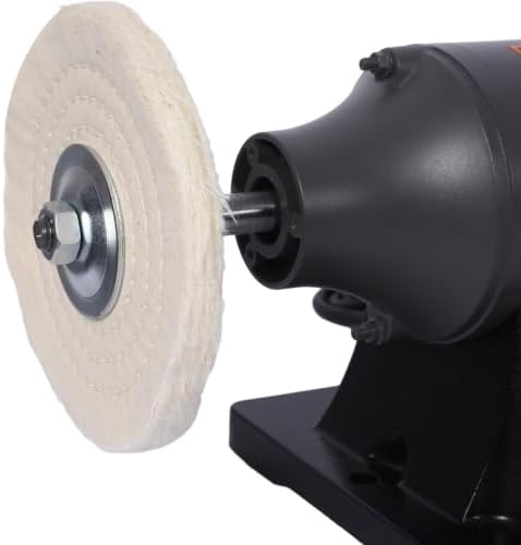 6-Inch Electric Polisher Benchtop Buffer Grinder 4PCs 80Ply Thic Buffing Wheels Benchtop Buffing Machine for Polishing Metal,Jewelry,Knives,Wood,Jade and Plastic (Gray, 6-Inch)