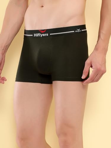 Image of HiFlyers Men's Cotton Spandex Odour-Free, Long Lasting Comfort, All Day Fresh and Confidence Dark Knight Collection Solid Trunks