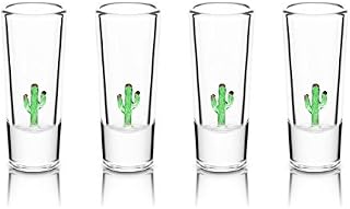 IOC Baja Collection Authentic Mexican Artisanal Tequila Shot Glasses with Glass Blown Cacti