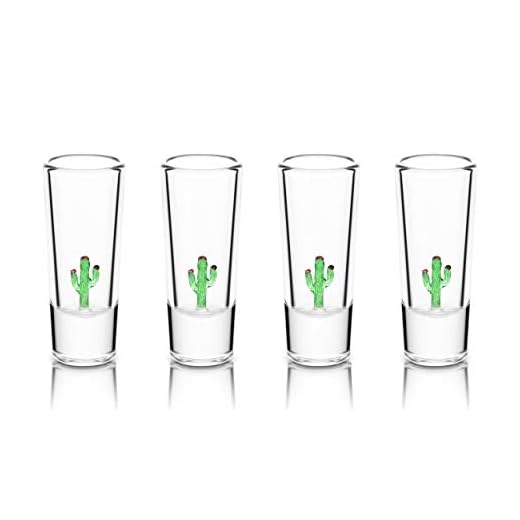 IOC Baja-kollektion autentiska mexikanska hantverksmässiga tequila shotglasögon med glasblåst kaktusar – 4 glaspaket 2 dl 50 ml – fars dag gåvor köksartiklar rolig idealisk inflyttningspresent